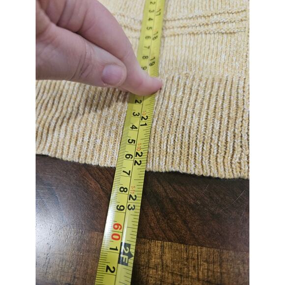 Cupcakes and Cashmere Women Cotton Cardigan Sweater L Yellow Tan Anthropologie - Picture 5 of 5